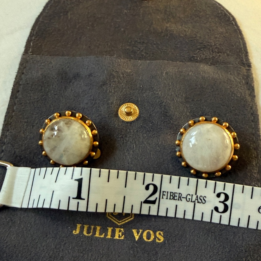 Julie Vos Gold and Cream Clip-On Earrings - Picture 3 of 3
